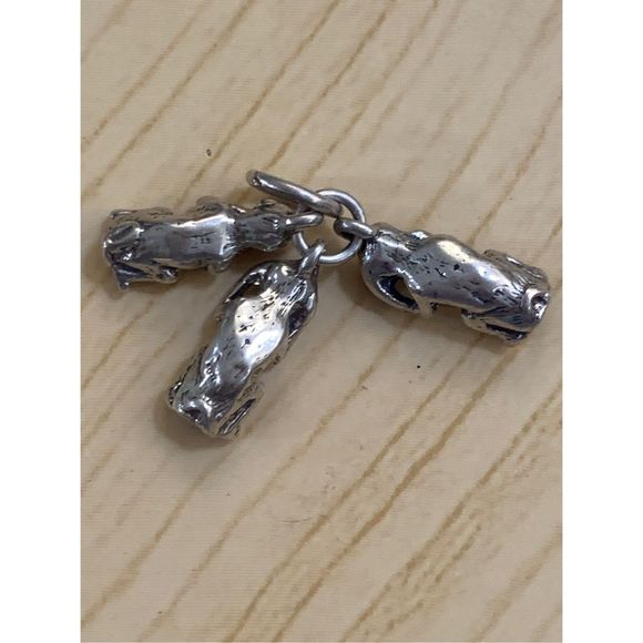 Nursery Rhyme Three Monkeys Sterling Silver Jewelry Charm #vintage #monkeys - Picture 3 of 3